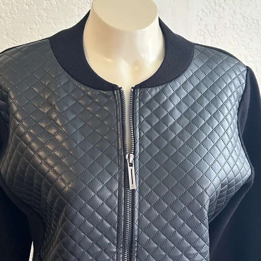 Cynthia Rowley MED Faux Leather front blazer NWT